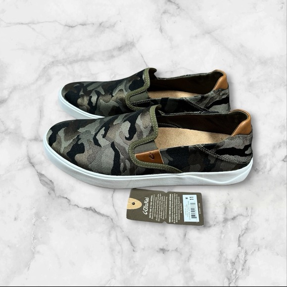 NWT Olukai Lae'ahi Pa'i Men Slip On Boat Loafers Casual Shoes Green Camo Size 11 - Picture 2 of 8